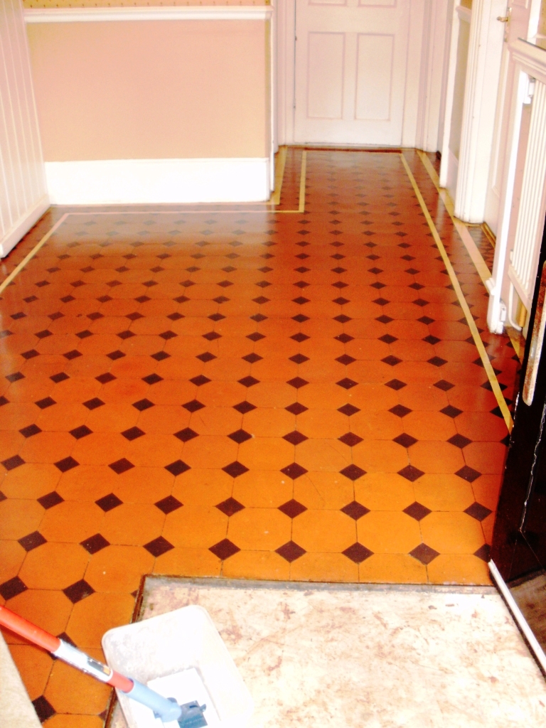 Quarry-Tiled Hallway after cleaning and sealing