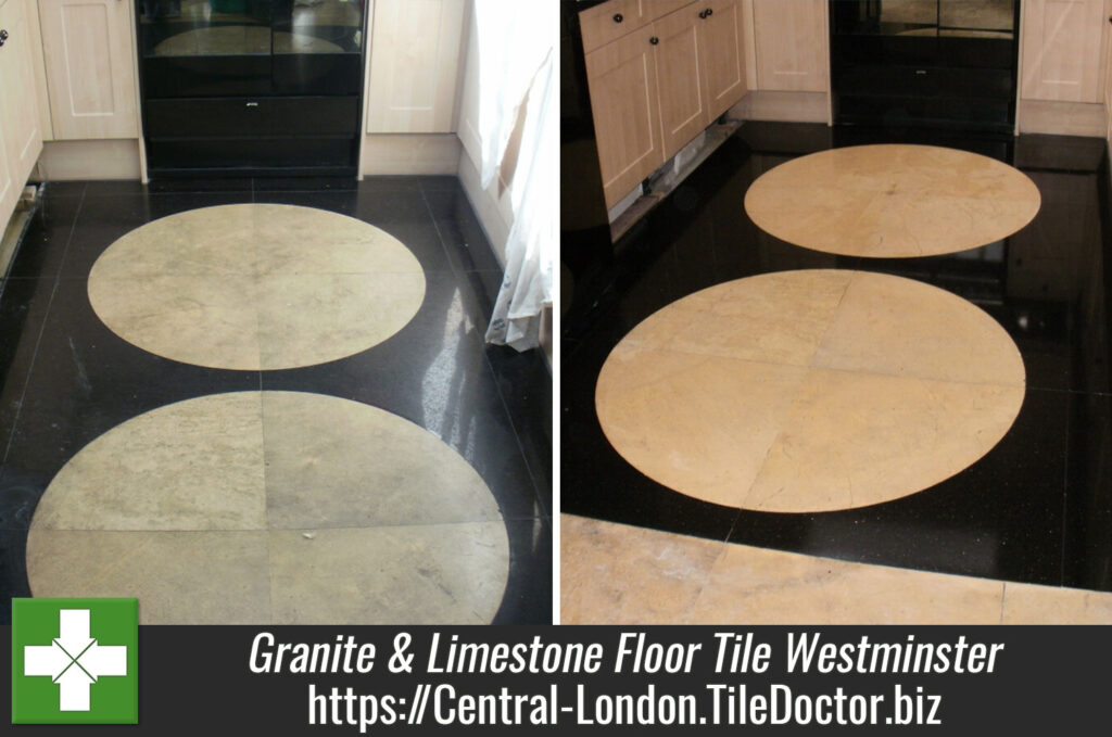 Polishing a Granite & Limestone floor tile in Westminster