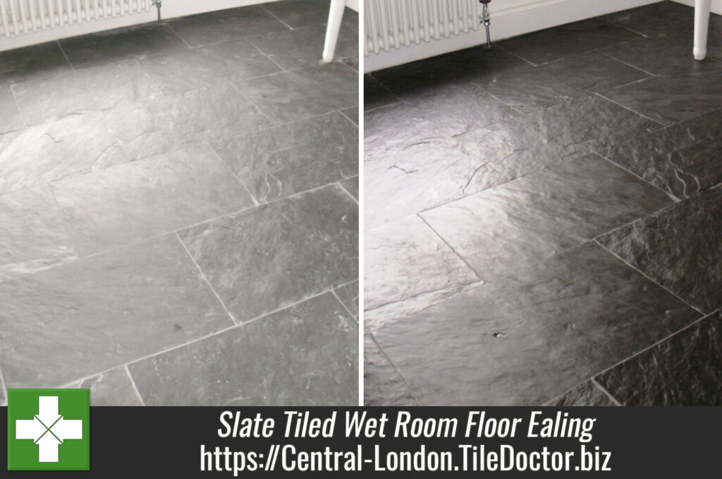 Slate Tiled Wet Room Floor in Ealing