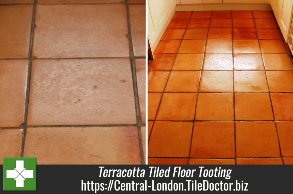 Terracotta Tiled Floor Cleaned and Sealed in Tooting