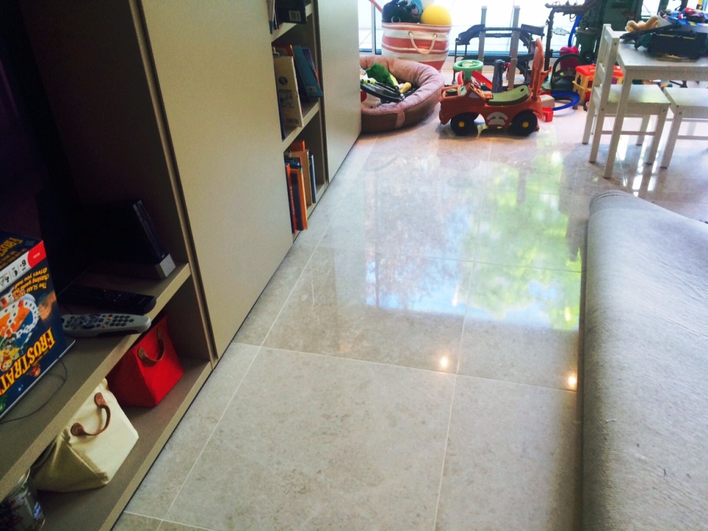 Limestone Floor London NW8 After Burnishing