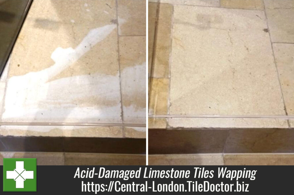 Acid-Damaged Limestone Tiles Restored to New in Wapping