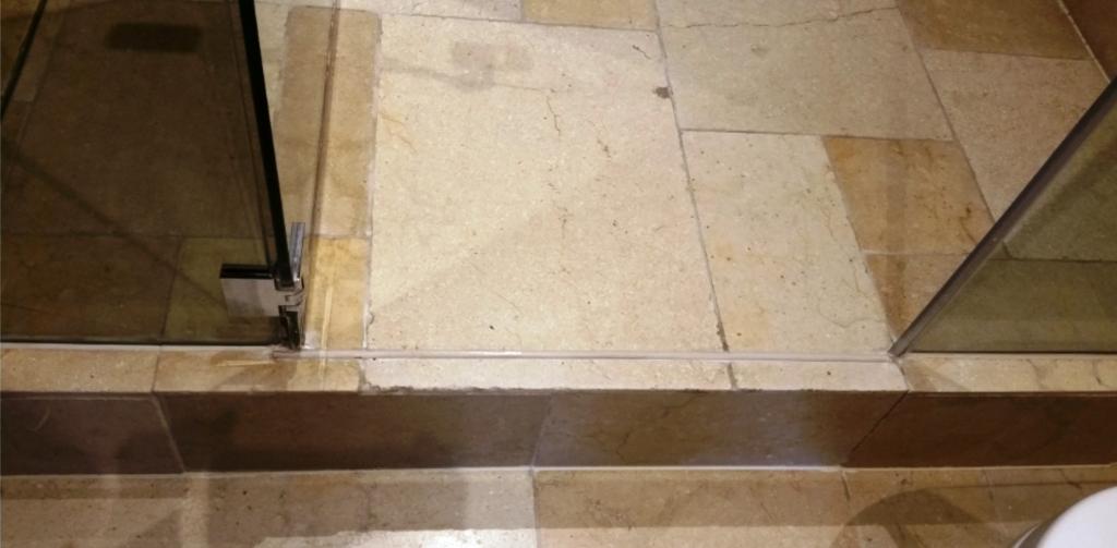 Limestone Floor Damaged by Acid After Restoration Wapping