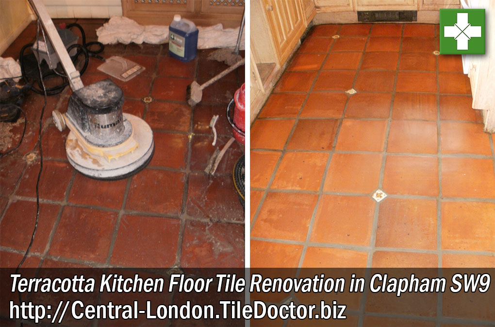 Terracotta Kitchen Floor Tile Renovation in Clapham SW9