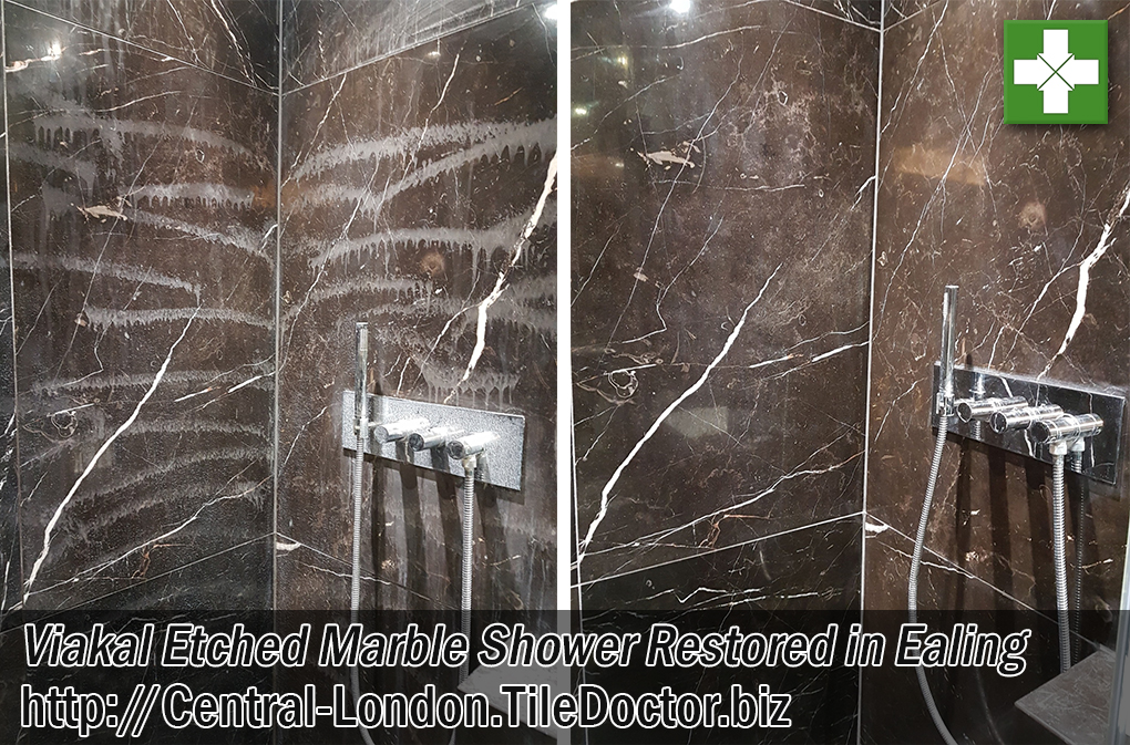 Marble Tiled Shower Before and After Renovation Ealing