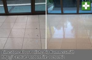 Large Limestone Floor Before After Polishing Hammersmith